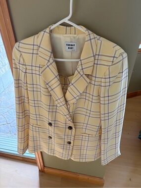 Aritzia Sunday Best Yellow Plaid Double-Breasted Blazer